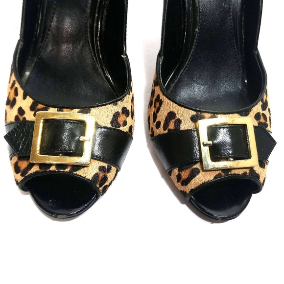 Franco Sarto Leopard Print Heel Open Toe 6M - Picture 3 of 6